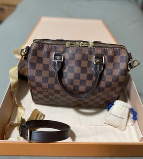 LNIB LV Louis Vuitton Speedy Bandouliere 25 Fall For You Black GHW