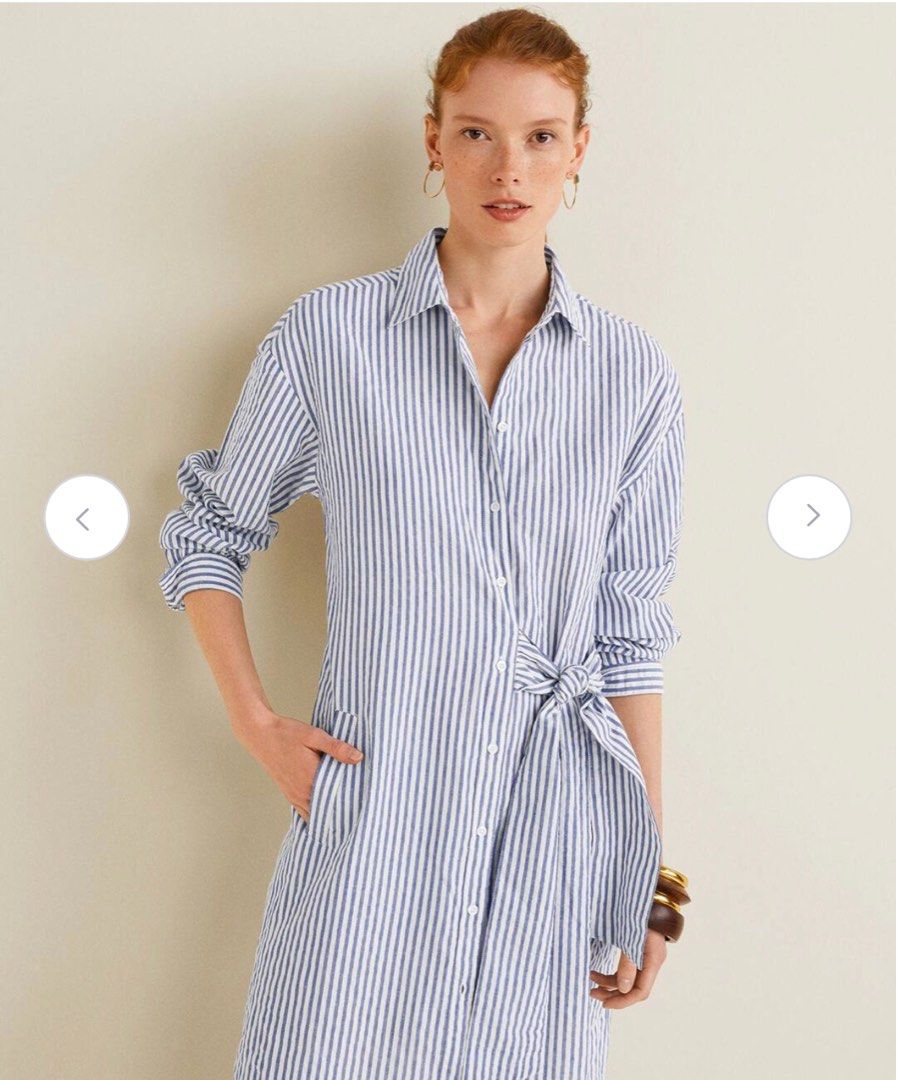 Mango blue and white dress sales