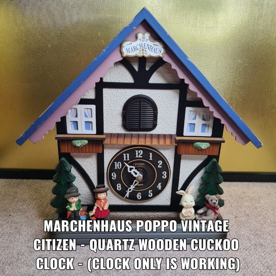 MARCHENHAUS POPPO VINTAGE CITIZEN QUARTZ WOODEN CUCKOO CLOCK (CLOCK