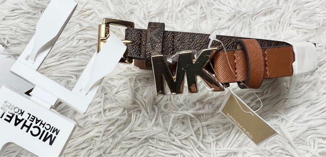 Michael Kors Women's Belt Mk Signature Monogram Logo Reversible Belts (2X,  Brown Reversible) at  Women's Clothing store