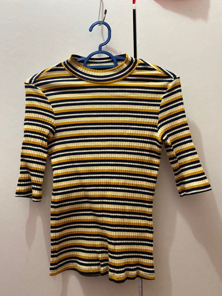 Black and shop yellow striped turtleneck