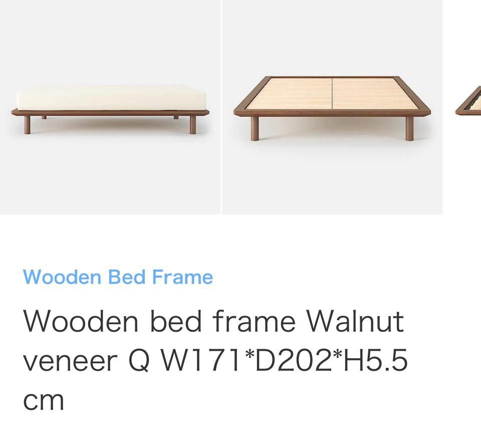 Muji Queen Bedframe no legs, 1/2 price only, free delivery, Furniture & Home Living, Furniture