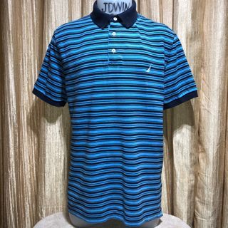 NAUTICA MEN’S POLO SHIRTS AQUA BLUE STRIPES (Please view all photos and read description)