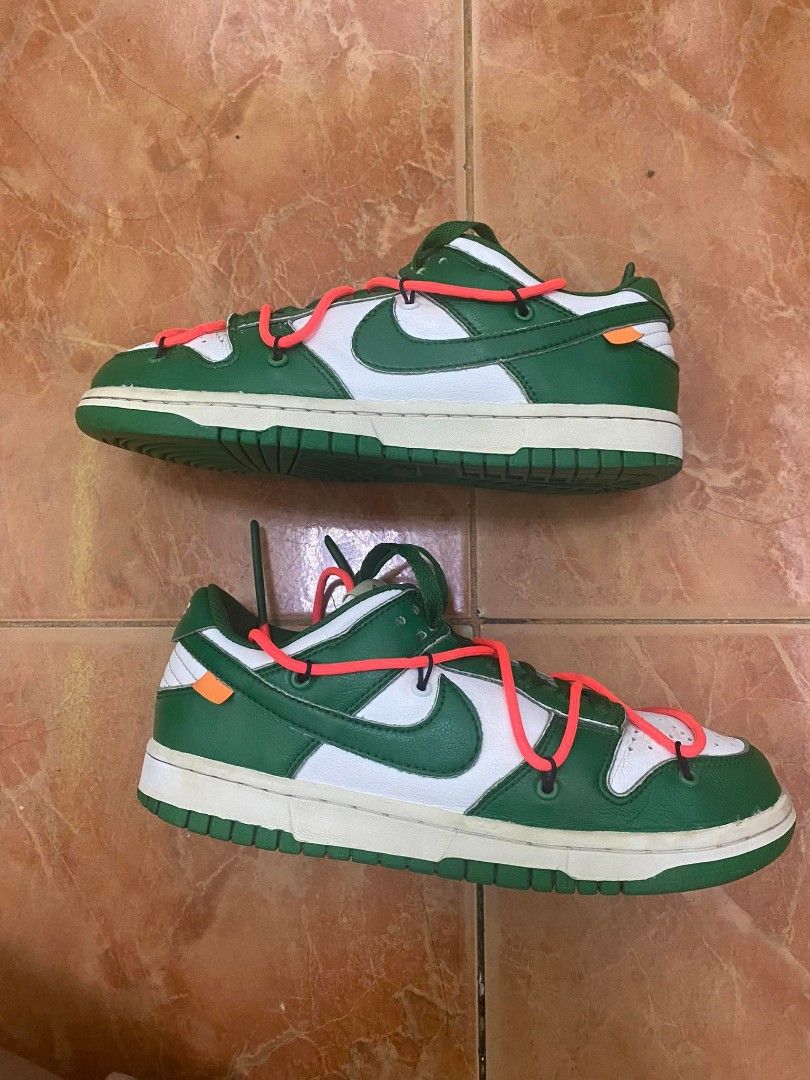 Nike Dunk Low Off White Pine Green, Men's Fashion, Footwear