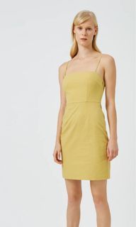 OSN Textured Cotton Mini Dress in Yellow
