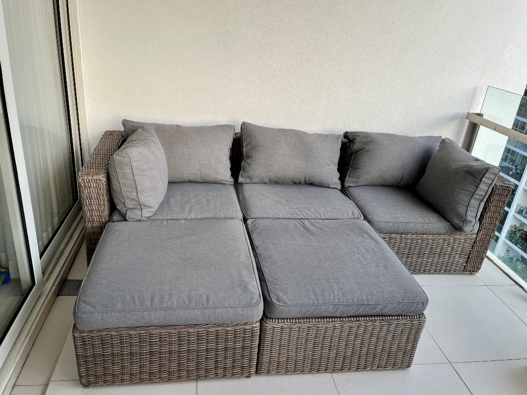 Outdoor Sofa Blacksburg 3 Seater + 2 Ottoman, Furniture & Home Living