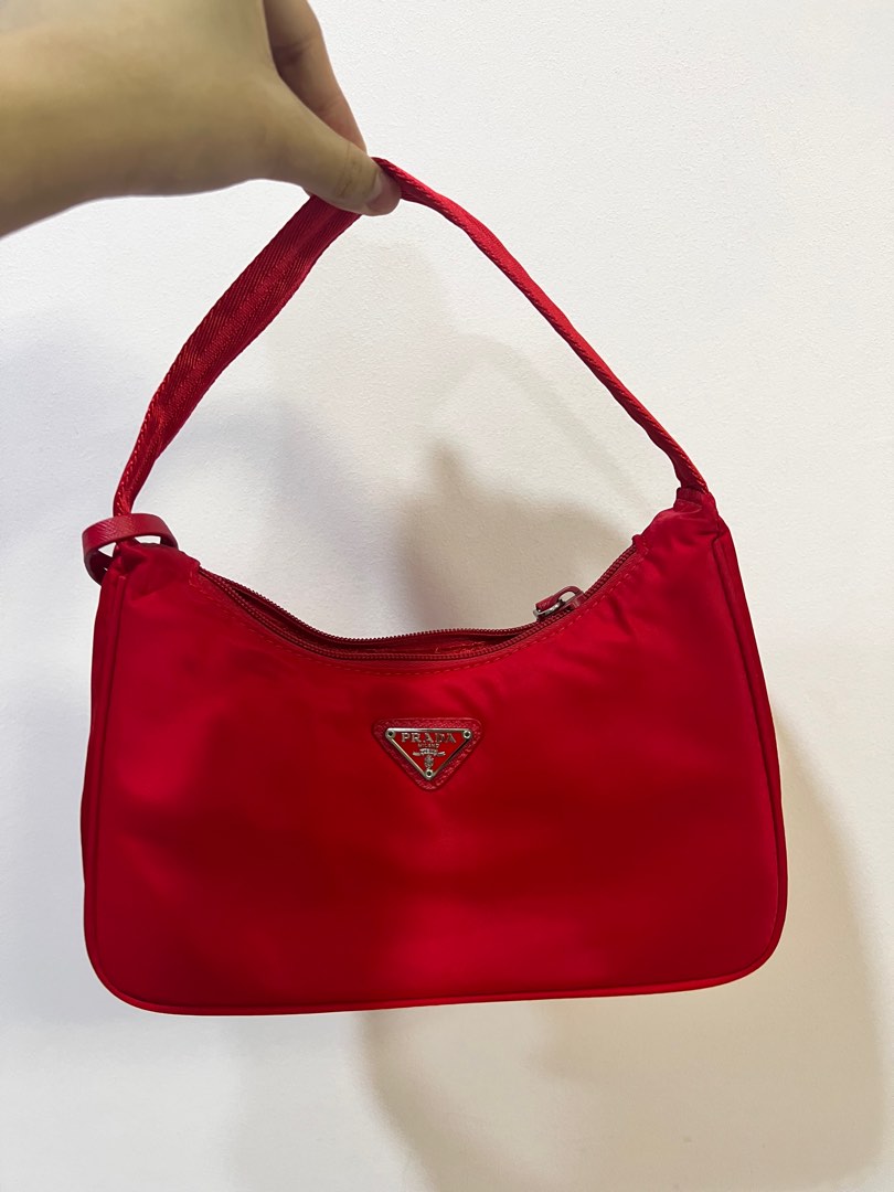 Red prada discount nylon bag
