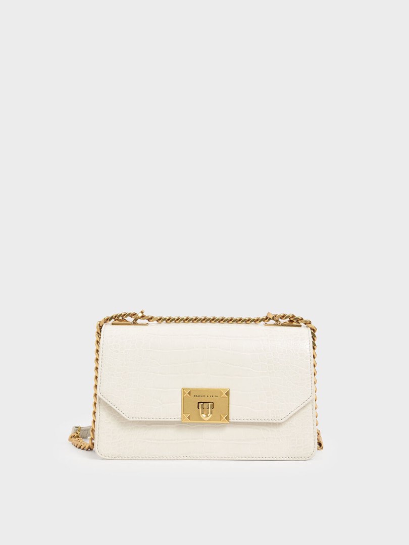 RAYA 2023 Charles & Keith CrocEffect Chain Strap Crossbody Bag, Women
