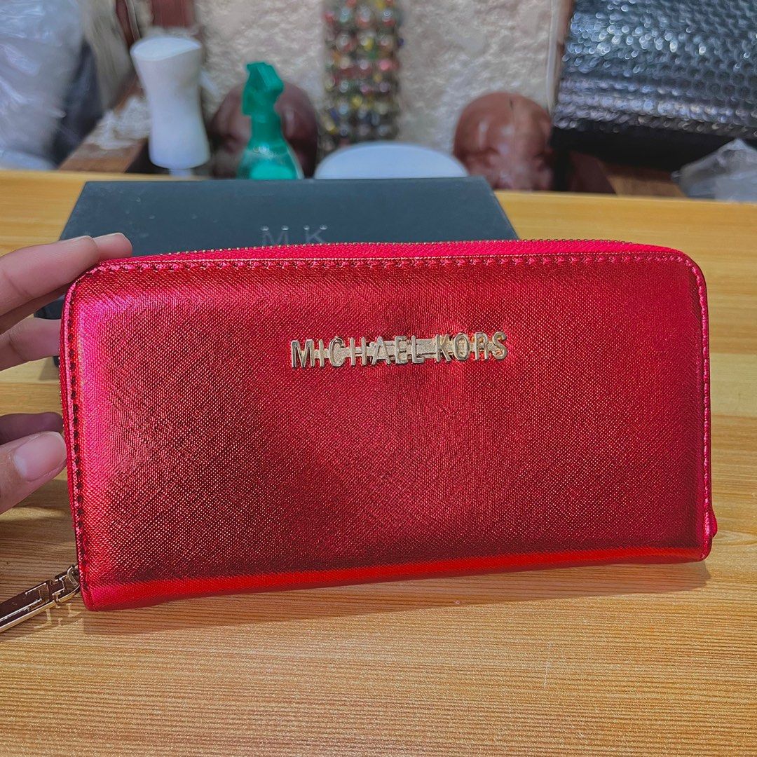 Michael Kors Red Long Wallet, Women's Fashion, Bags & Wallets, Wallets &  Card holders on Carousell