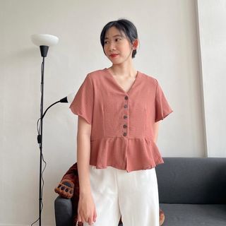 Resya Crinkle Button Shirt 5B Office Top Shirt Baju Kantor