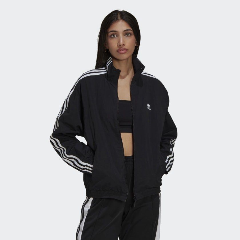 Adidas originals black track top sale