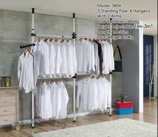 💯🔥SALE OFFER - 3 Standing Poles 4 Hangers Clothes hanger - 3804