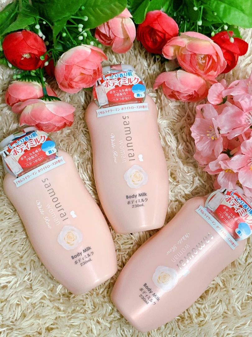 SAMOURAI WOMAN White Rose With Multiple Layers of Floral Scents Body Milk  230ml, Made in Japan, Beauty  Personal Care, Bath  Body, Body Care on  Carousell