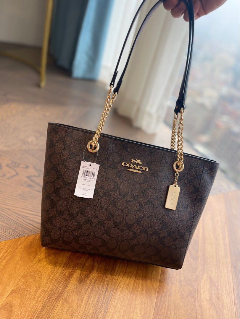 Coach chain tote bag on sale