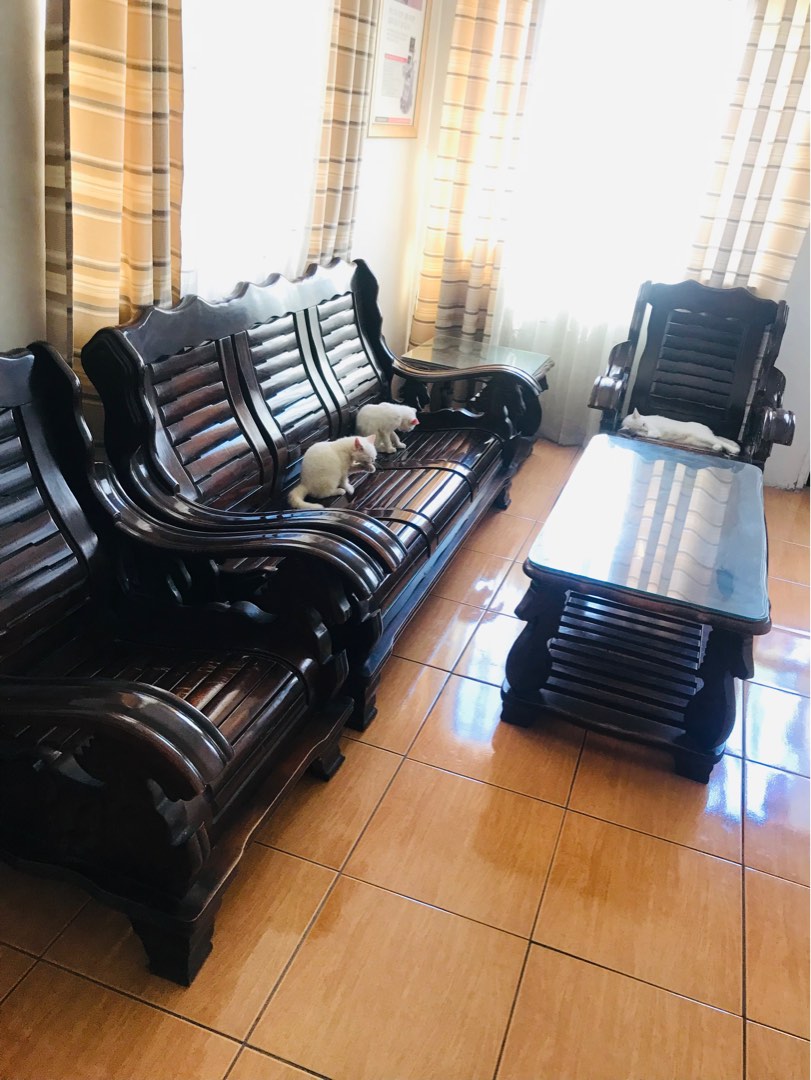Solid wood sala set on Carousell