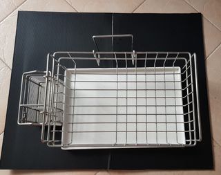 Stainless dish drying rack with holders