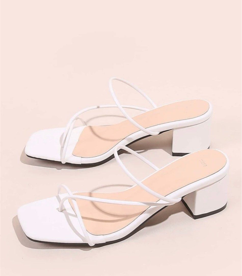 STRAPPY THIN STRAPS WHITE HEELS Women s Fashion Footwear Heels
