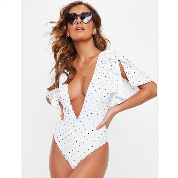 Missguided ruffle trim plunge swimsuit store