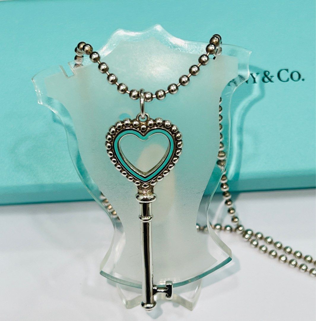 Tiffany beaded on sale heart key pendant