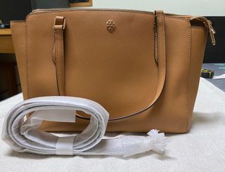 Tory Burch Emerson Buckle Tote Large Cassia 38/45×28, Barang Mewah, Tas &  Dompet di Carousell