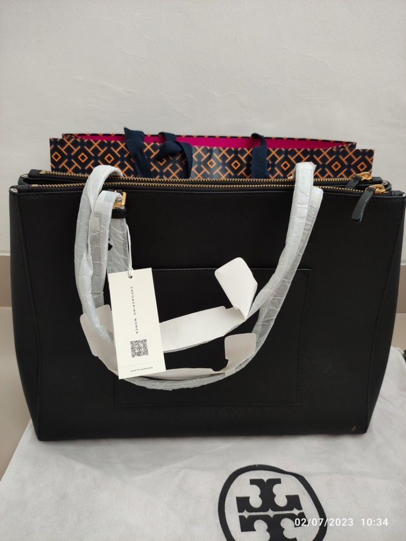 TORY BURCH Emerson Large Double Zip Tote Moose Size:36.5 x 13 x 28 cm