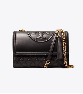 Tory burch large size black fleming convertible shoulder Bag instock