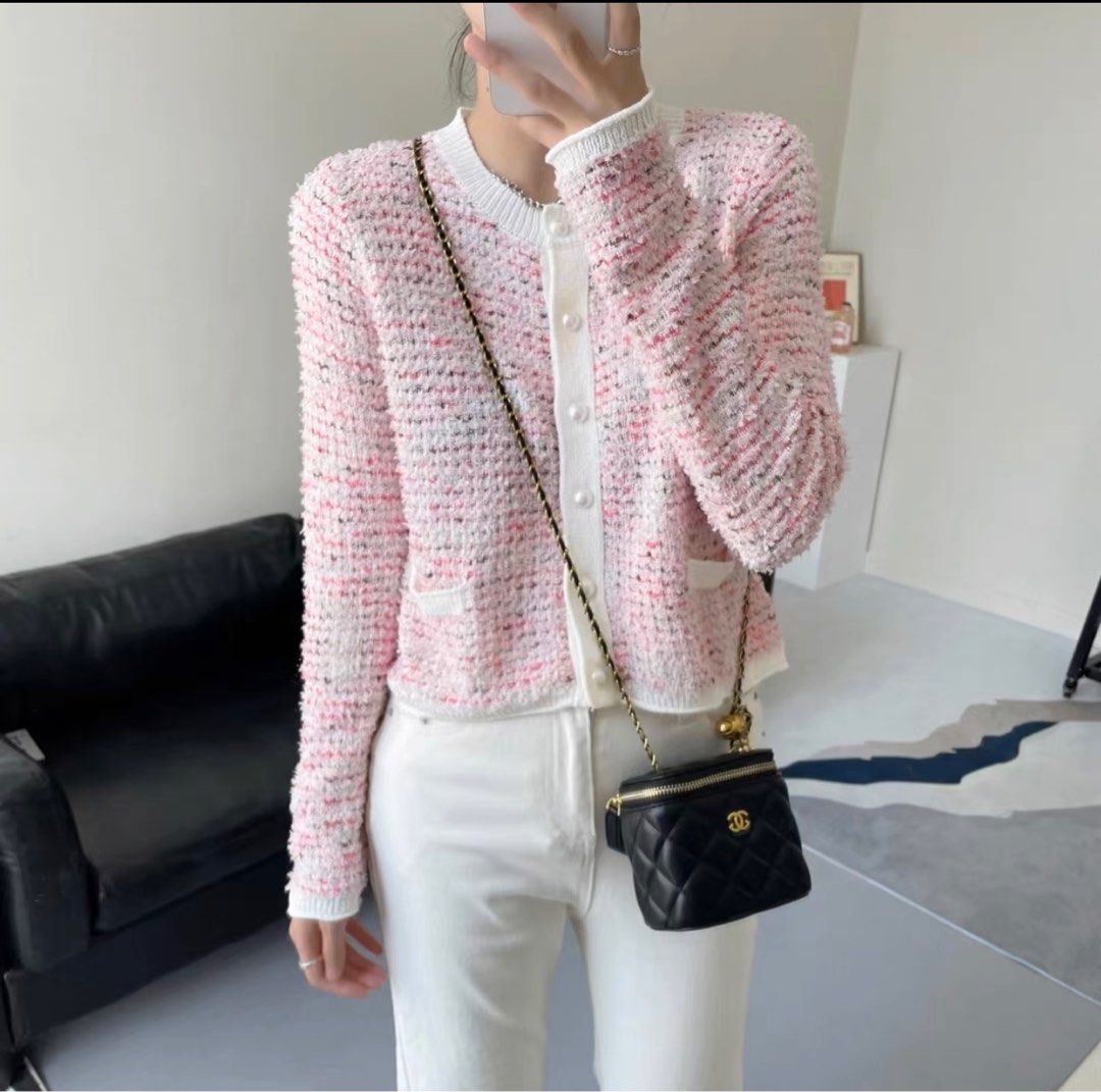 Plus pink check knit cardigan curated on LTK