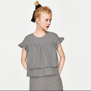 Zara gingham ruffled top