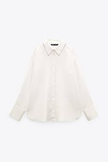 ZARA OVERSIZE SATIN SHIRT WITH RHINESTONE COLLAR