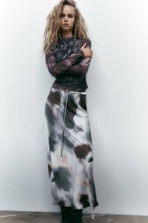 ZARA PRINTED TULLE SKIRT
