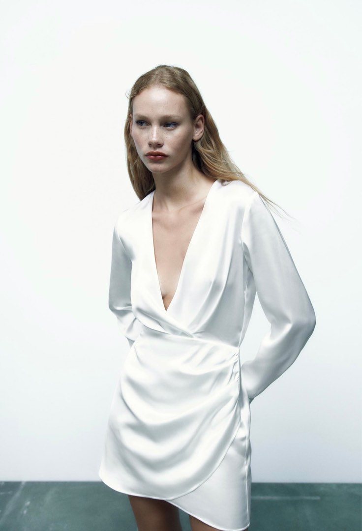 Zara satin wrap dress on Carousell