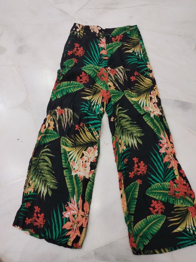 Tropical print trousers zara clearance