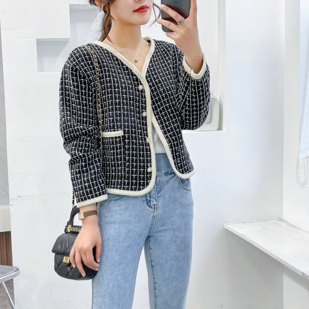 100 IMPORT Kode B3783 2 warna Chelsea Pattern Tweed Blazer