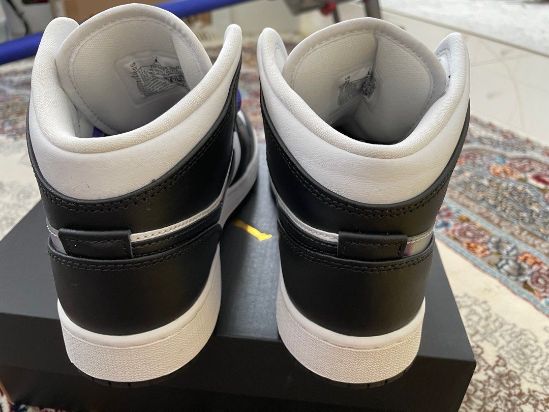 100% Original Nike Air Jordan 1 Mid Hologram Black White GS DR9495-001 ...