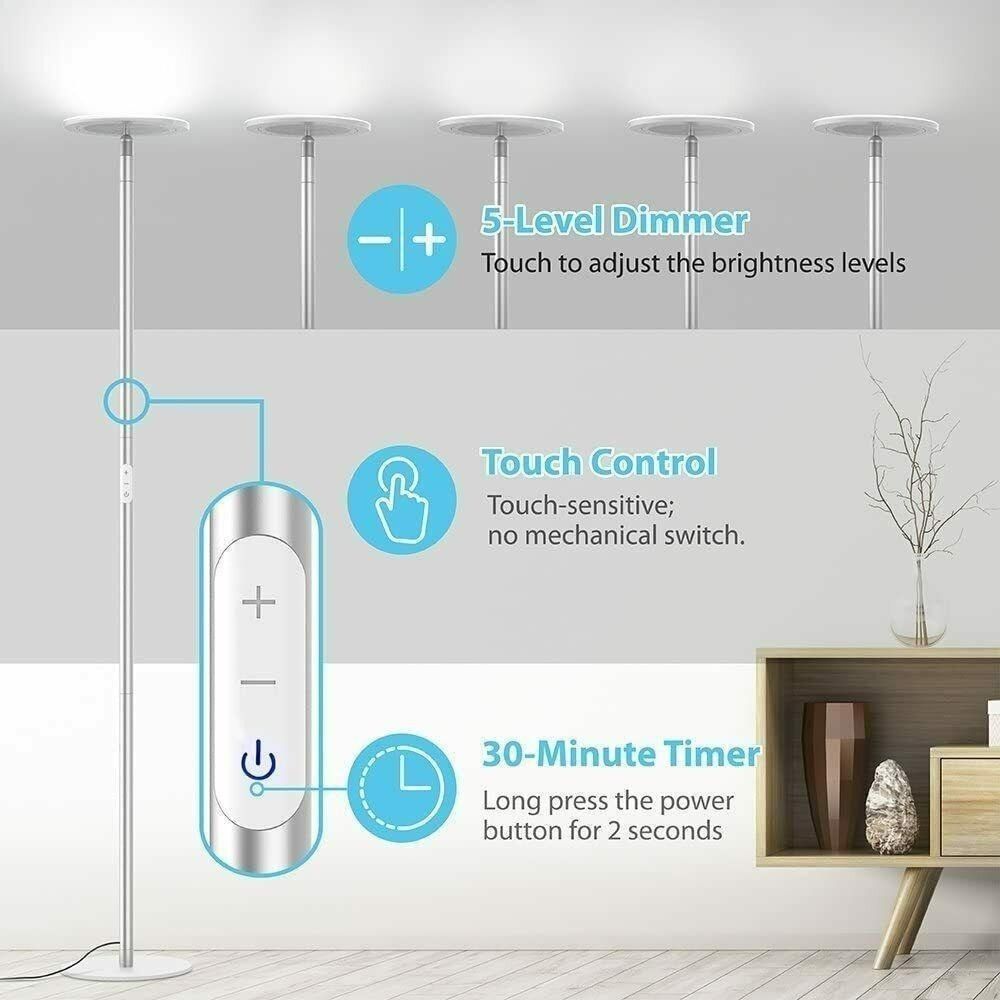 Trond led torchiere floor lamp dimmable 30w 5500k natural daylight new arrivals