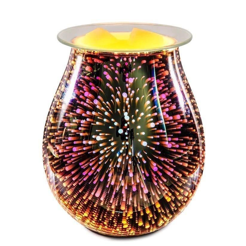 EQUSUPRO 3D Glass Electric Wax Melts Warmer Wax Burner Melter Fragrance  Warmer for Home Office Bedroom Living Room Gifts & Decor (3D Fireworks)