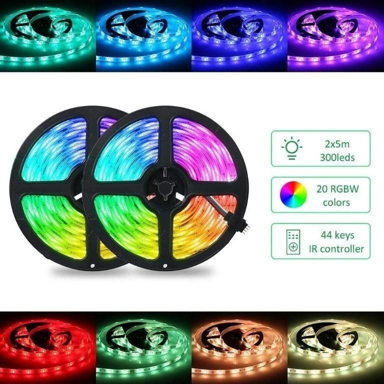 1654 Tomshine LED Strip Lights 32.8ft Waterproof Light Strips with 44 Keys Remote Control 10m Color Changing 5050 RGB 300 LEDs 12V Flexible Tape