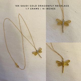 18k Saudi Gold Dragonfly Necklace