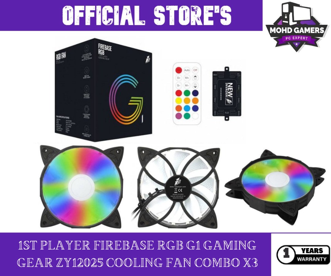 1ST PLAYER FIREBASE RGB G1 GAMING GEAR ZY12025 COOLING FAN COMBO X3