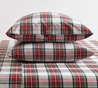 3in1 Set Pottery Barn Stewart Plaid Cotton Percale Bedsheet | Pillowcase