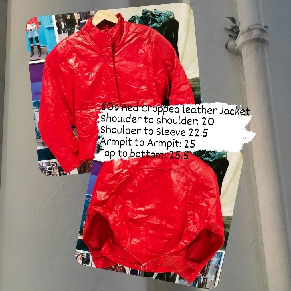 Red vinyl discount cropped puffer jacket