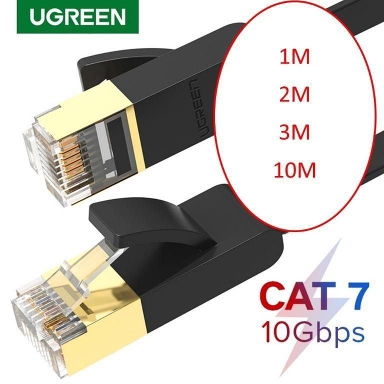 UGREEN Cat 7 Ethernet Cable Cat7 High Speed Flat Gigabit RJ45 LAN Cable  10Gbps Shielded Internet Network Patch Cord Compatible for Gaming PS5 PS4  PS3
