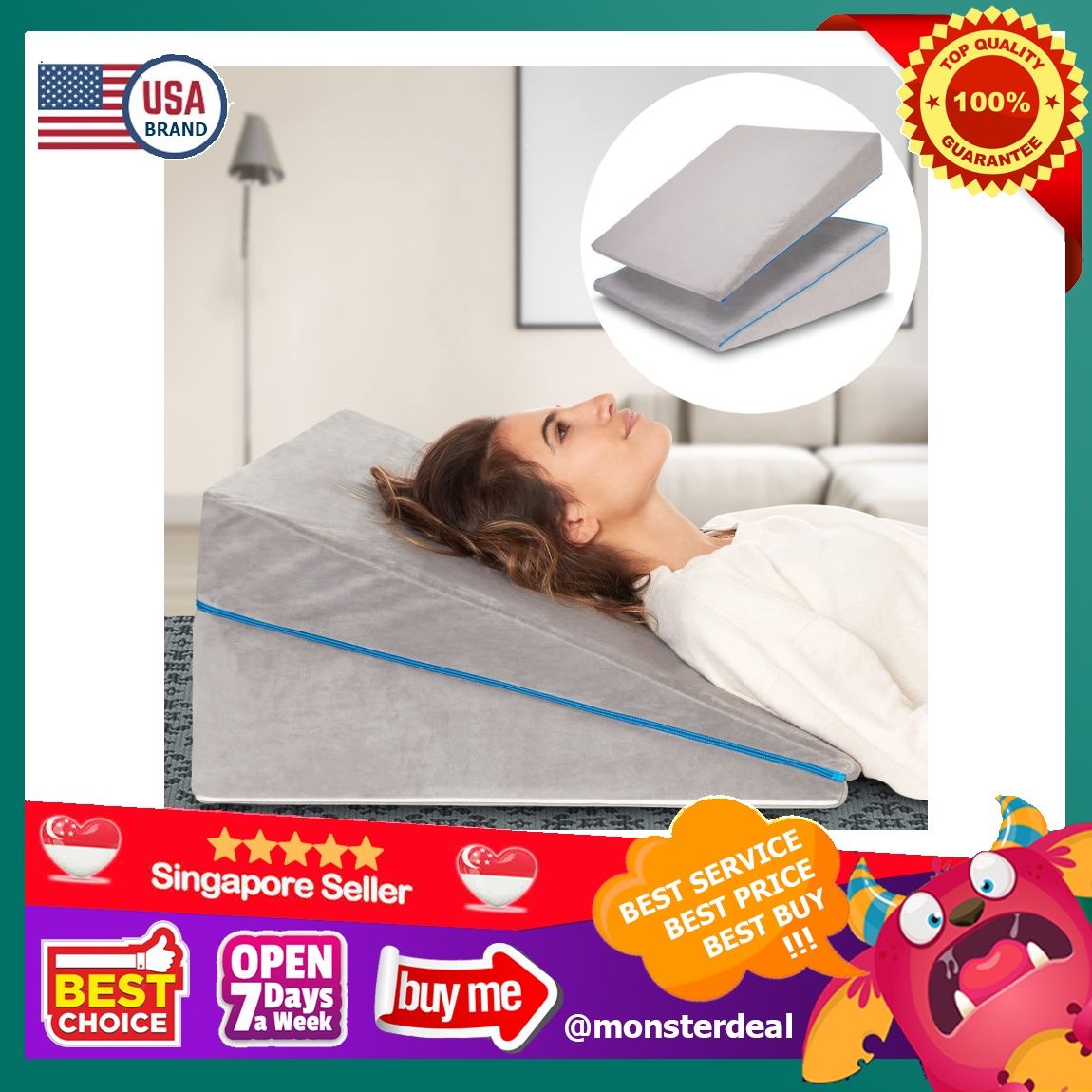 Bed Wedge Pillow 3 In 1 Support Adjustable to