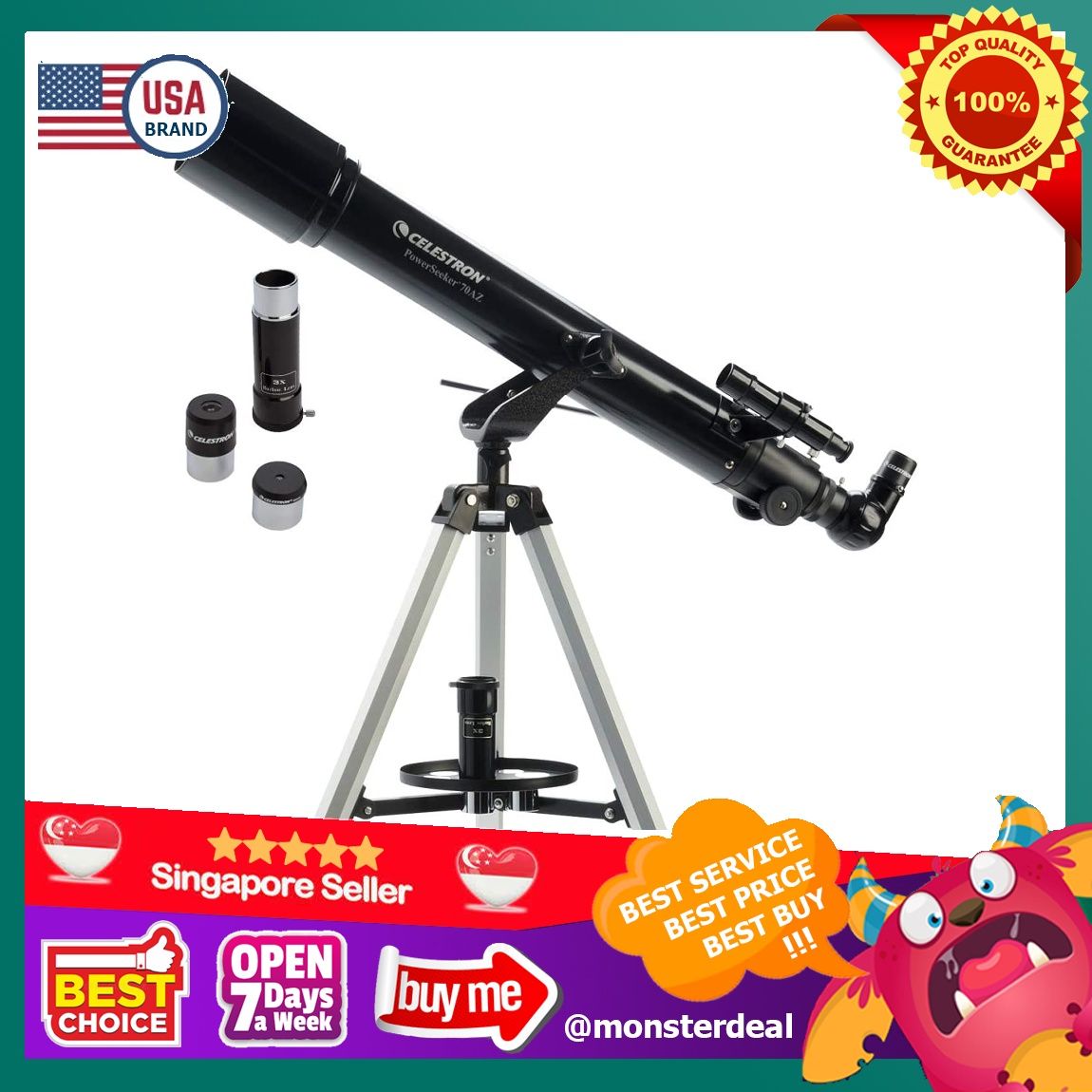 Celestron PowerSeeker 70AZ Telescope Manual Alt Azimuth Telescope for Beginners Compact and Portable BONUS Astronomy Software Package