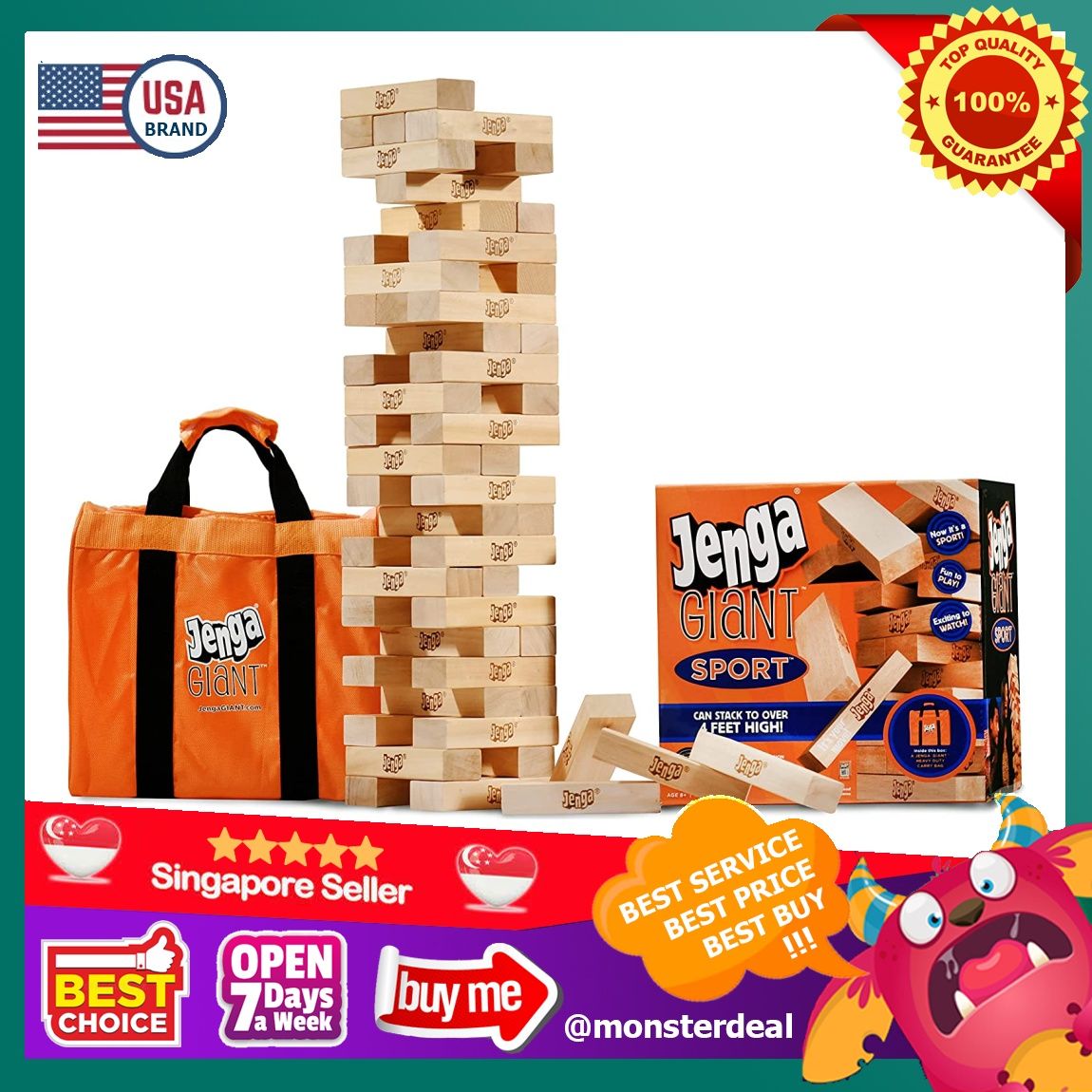 Jenga® GIANT™ Family Edition Hardwood Game (can stack 3'+)