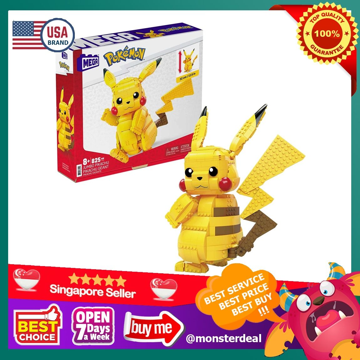 Mega Construx Pokemon Jumbo Pikachu Multicolor
