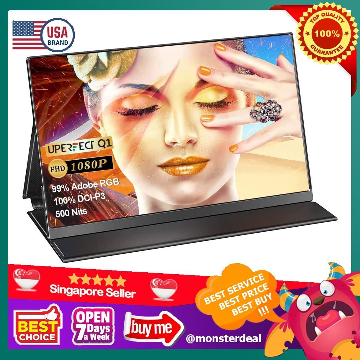 Qled Monitor Travel Screen 1080p Portable