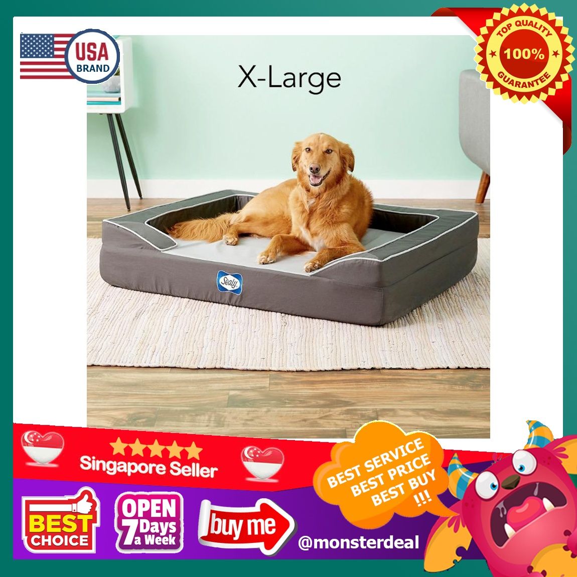 Sealy Lux Pet Dog Bed Quad Layer Technology with
