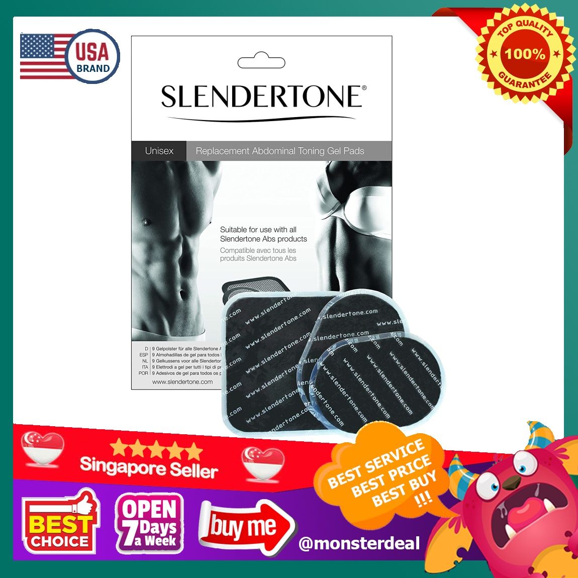 🅢🅖 🅢🅣🅞🅒🅚 Slendertone Replacement Gel Pads for All Slendertone  Abdominal Belts, 1 Set (3 Gel Pads)