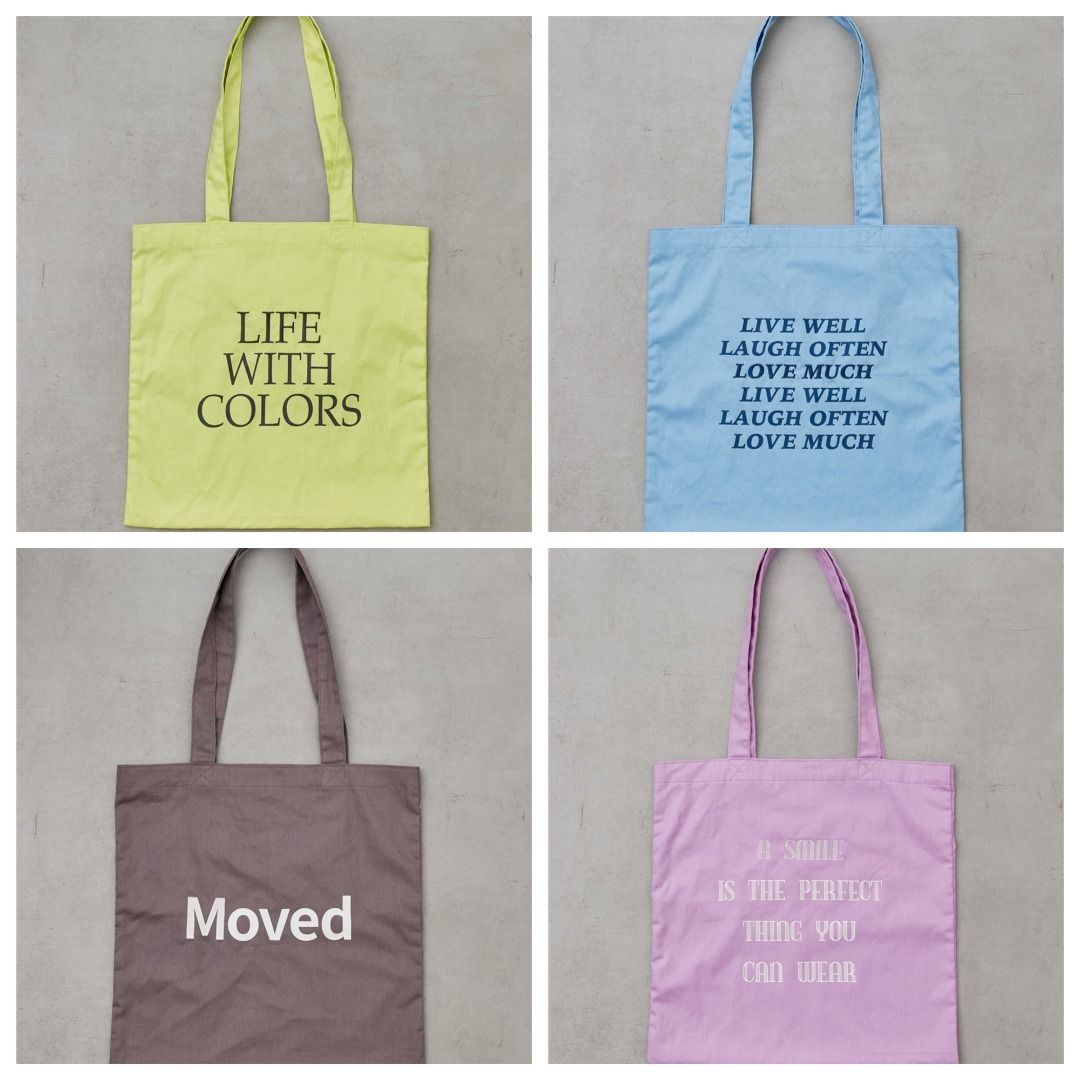 日本ACTUALLY 純色帆布SLOGAN 側咩袋, 女裝, 手袋及銀包, Tote Bags